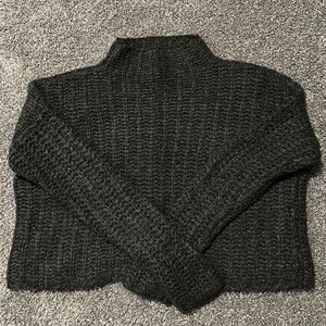 Grey Mock Neck Cropped Aerie Sweater - Size S